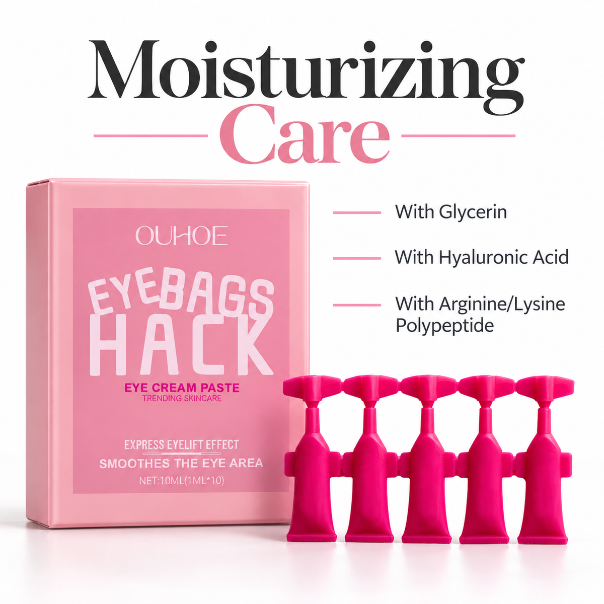 OUHOE Moisturizing Eye Cream with Hyaluronic Acid – 10 × 1 mL